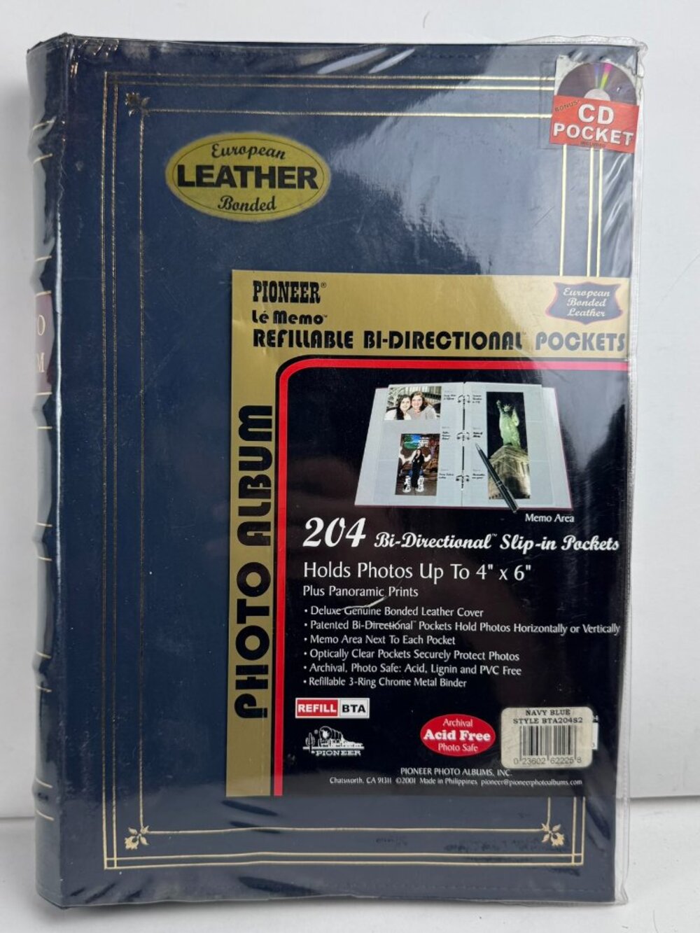 Pioneer Le Memo Bi-Directional 3-Ring Photo Album (Style BTA-204) – Navy Blue